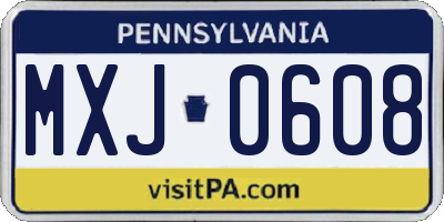 PA license plate MXJ0608