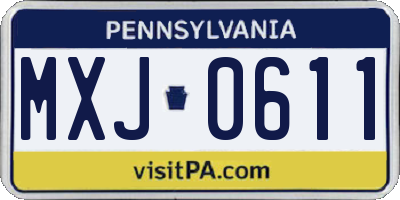 PA license plate MXJ0611