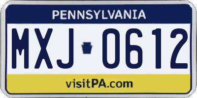 PA license plate MXJ0612