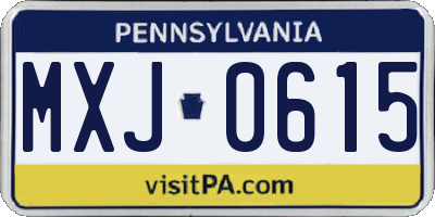 PA license plate MXJ0615