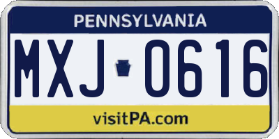 PA license plate MXJ0616