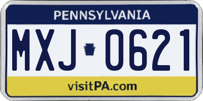 PA license plate MXJ0621
