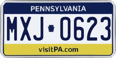 PA license plate MXJ0623