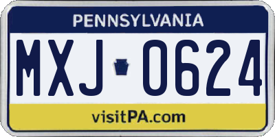 PA license plate MXJ0624