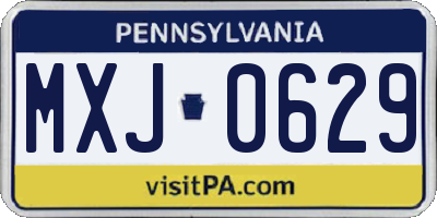 PA license plate MXJ0629