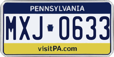 PA license plate MXJ0633