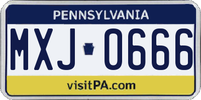 PA license plate MXJ0666