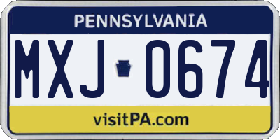 PA license plate MXJ0674