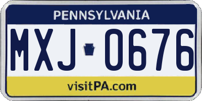 PA license plate MXJ0676