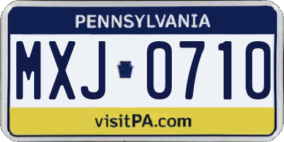 PA license plate MXJ0710