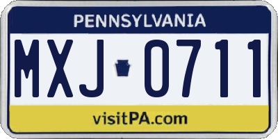 PA license plate MXJ0711