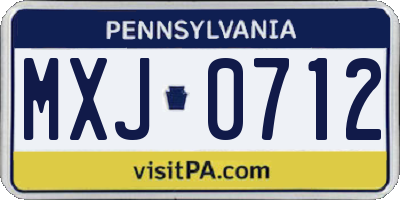 PA license plate MXJ0712