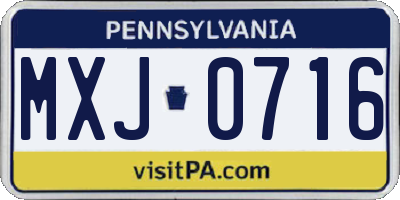 PA license plate MXJ0716