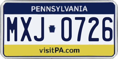 PA license plate MXJ0726