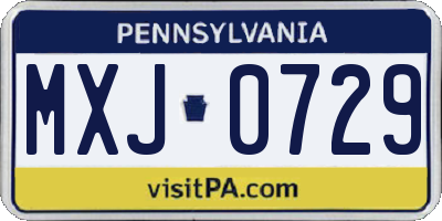 PA license plate MXJ0729