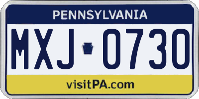 PA license plate MXJ0730