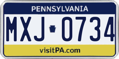 PA license plate MXJ0734