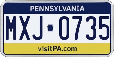 PA license plate MXJ0735
