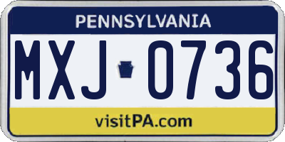 PA license plate MXJ0736