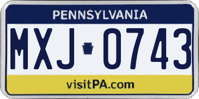 PA license plate MXJ0743