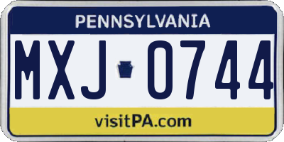 PA license plate MXJ0744