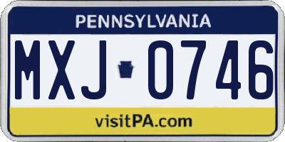 PA license plate MXJ0746