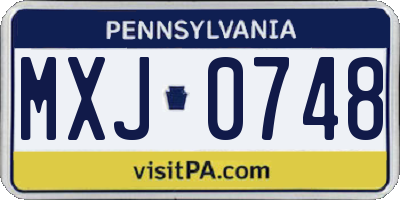 PA license plate MXJ0748