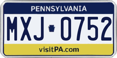 PA license plate MXJ0752