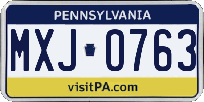 PA license plate MXJ0763