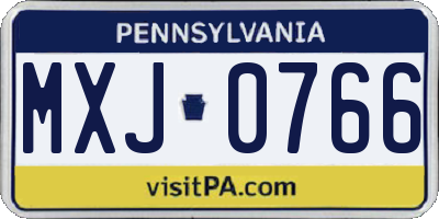 PA license plate MXJ0766