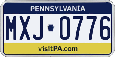 PA license plate MXJ0776
