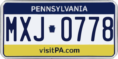 PA license plate MXJ0778