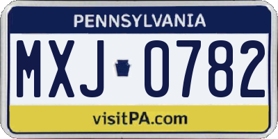 PA license plate MXJ0782
