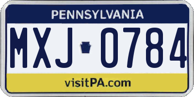 PA license plate MXJ0784