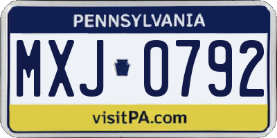 PA license plate MXJ0792