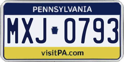 PA license plate MXJ0793