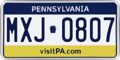 PA license plate MXJ0807