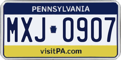 PA license plate MXJ0907