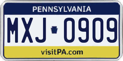 PA license plate MXJ0909