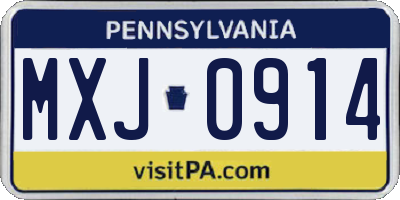 PA license plate MXJ0914