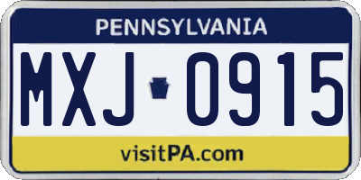 PA license plate MXJ0915