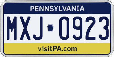 PA license plate MXJ0923