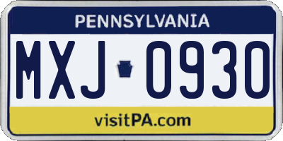 PA license plate MXJ0930