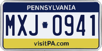 PA license plate MXJ0941