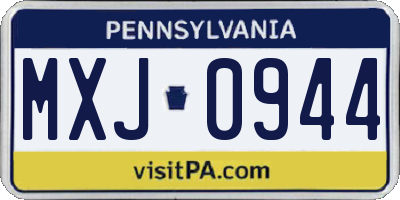 PA license plate MXJ0944