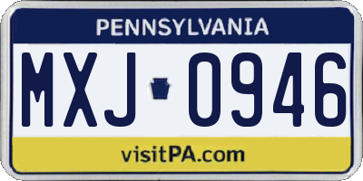 PA license plate MXJ0946