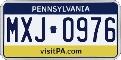 PA license plate MXJ0976