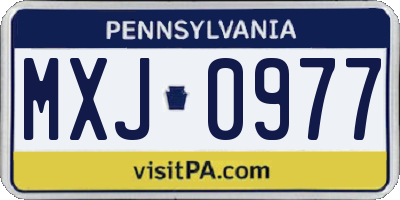 PA license plate MXJ0977