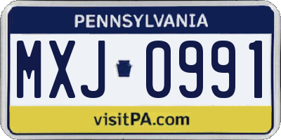 PA license plate MXJ0991