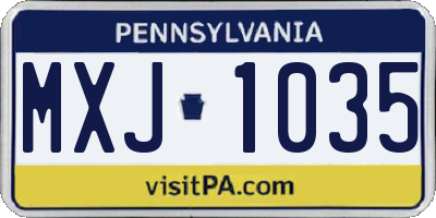PA license plate MXJ1035
